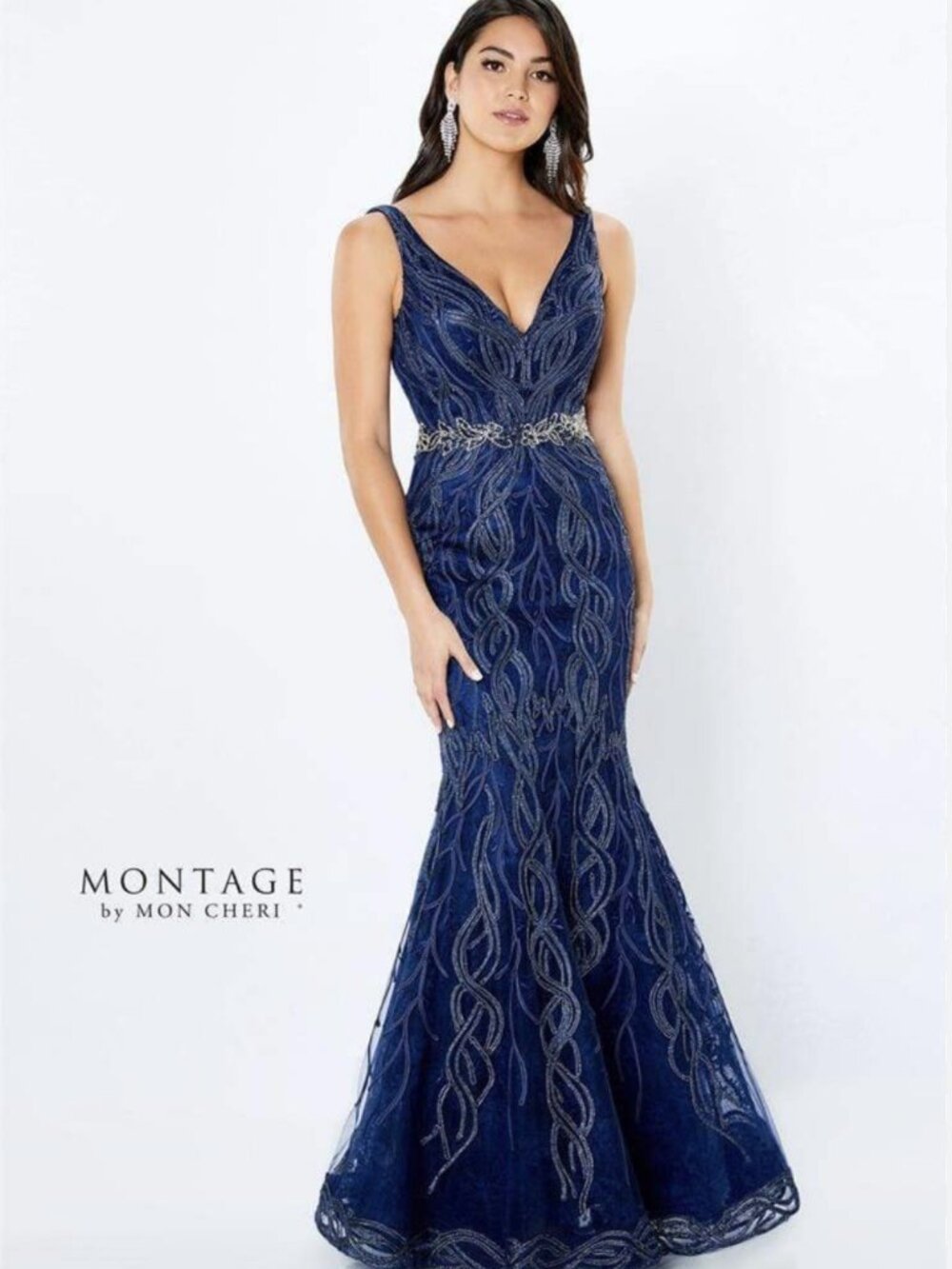 Montage Mon Cheri navy MOB trumpet dress 6
